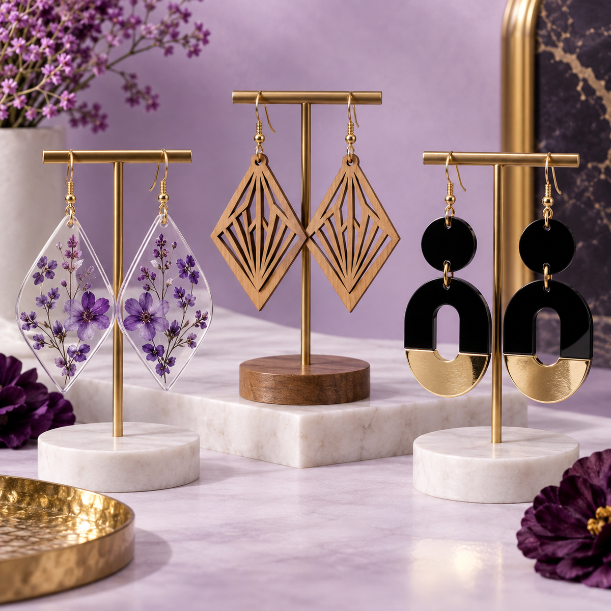 Custom Acrylic or MDF Earrings – Finished Pair