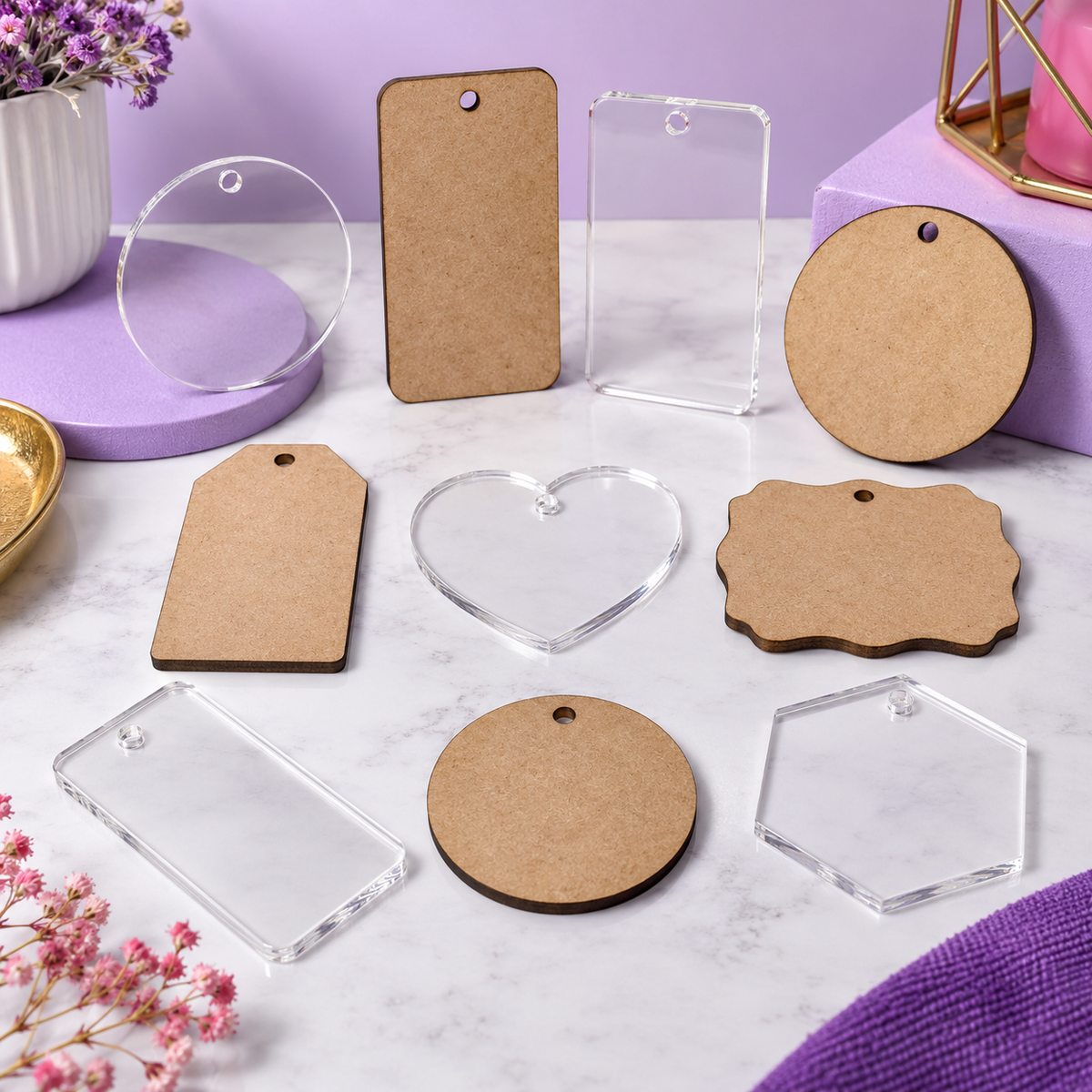 Acrylic & MDF Blanks for Crafters – Set of 10